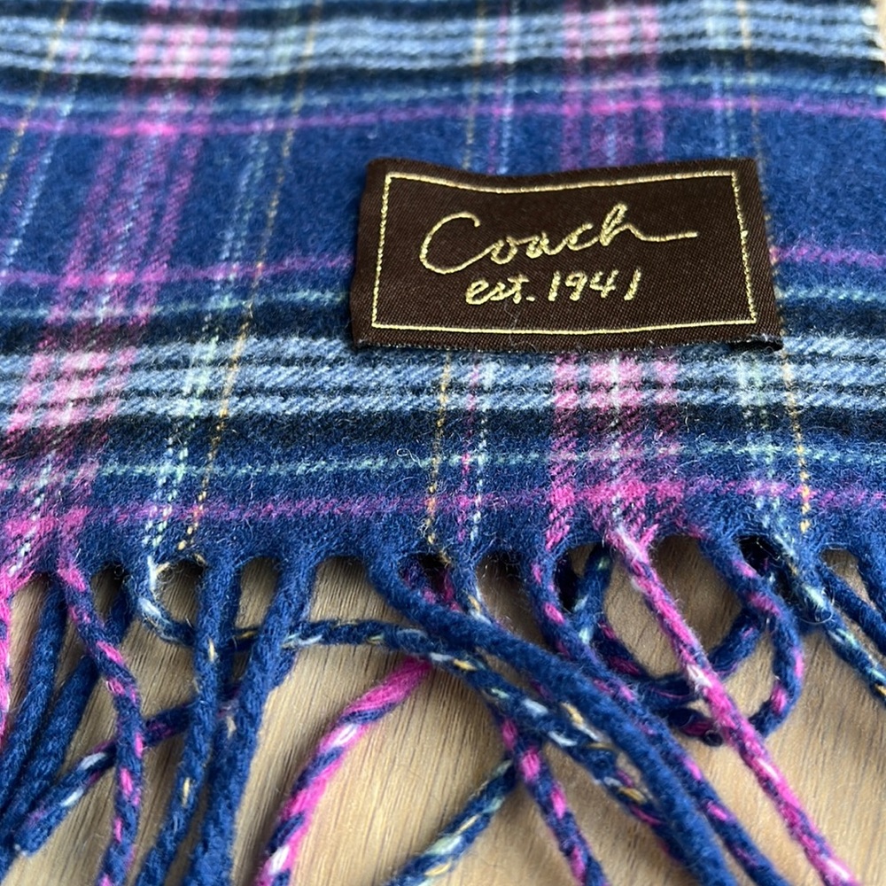 {Coach} Tartan Cashmere/Wool Scarf